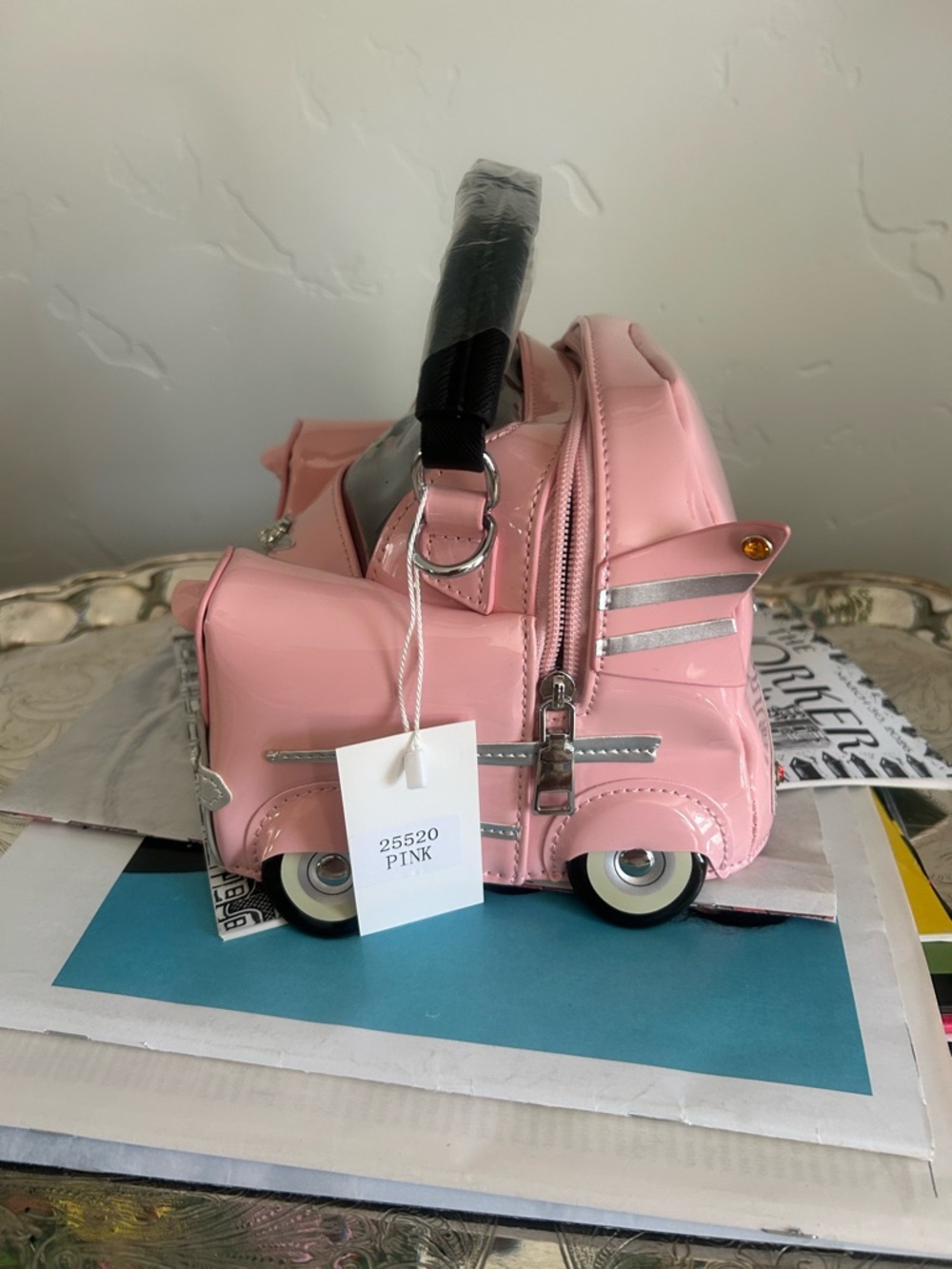 Pink Novelty Car-Shaped Crossbody Bag - Picture 2 of 5